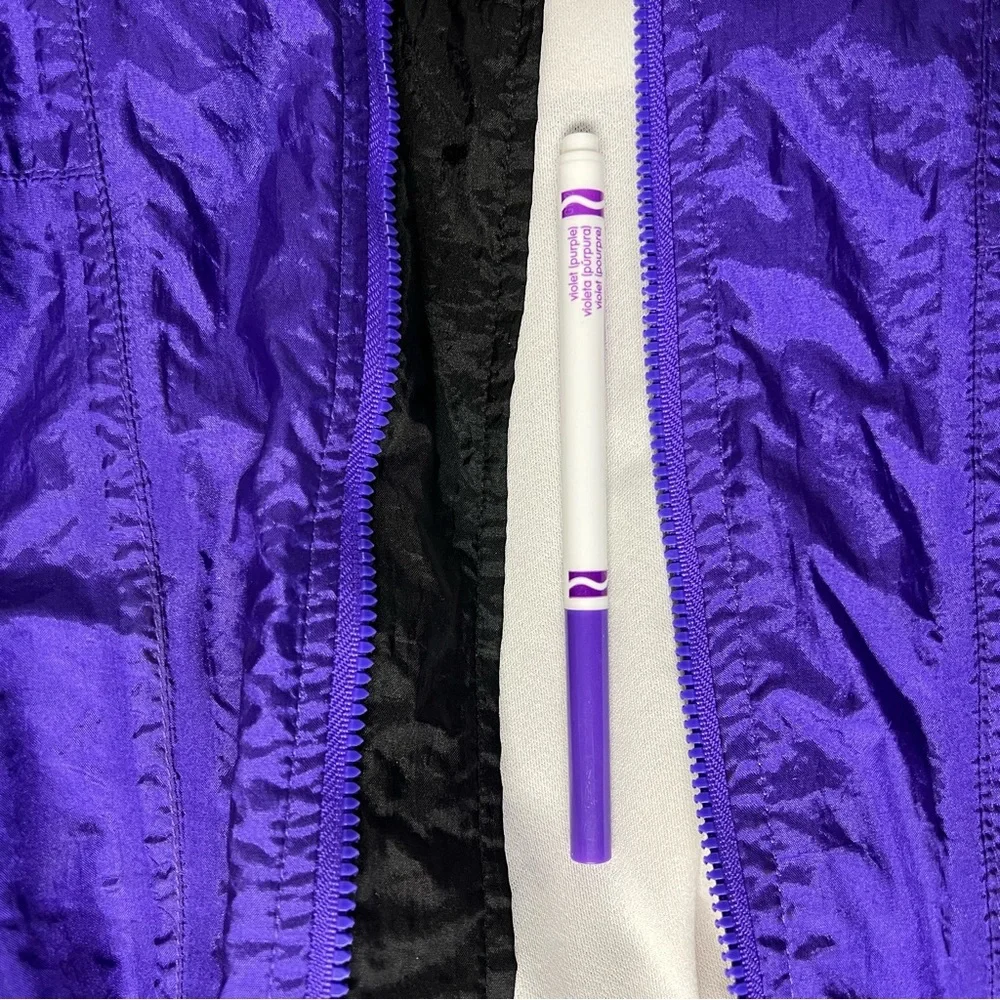 Vintage 80s/90s Asics MFT Purple Black Windbreaker Size Small - Picture 5 of 5
